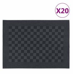 vidaXL 20 db fekete-szürke pamut konyhai törölköző 50 x 70 cm (136277) - shopon