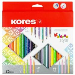Kores Színes ceruza készlet, háromszögletű, KORES "Kolores Style", 26 különböző szín (IK93320) - jatekotthon
