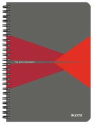 Leitz Spirálfüzet, A5, vonalas, 90 lap, laminált karton borító, LEITZ "Office", szürke-piros (E44590025) - jatekotthon