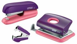 Rapid Tűzőgép, lyukasztó és kapocskiszedő szett, 10 lap, RAPID "F5 Mini", lila/barack (E5000372) - jatekotthon