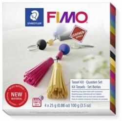 FIMO Gyurma készlet, 4x25 g, égethető, FIMO "Leather Effect", kulcstartó (FM8015DIY2)