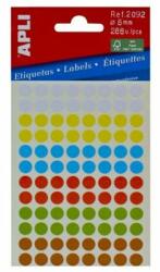 APLI Etikett, 8 mm, kör, kézzel írható, színes, APLI, vegyes színek, 288 etikett/csomag (LCA2092) - jatekotthon