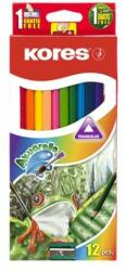 Kores Akvarell ceruza készlet, hegyezővel, ecsettel, KORES, 12 különböző szín (IK93812)