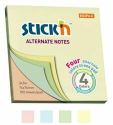 STICK N Öntapadó jegyzettömb, 76x76 mm, 100 lap, STICK N, pasztell színek (SN21821) - jatekotthon