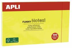 APLI Öntapadó jegyzettömb, 125x75 mm, 100 lap, APLI "Funny", sárga (LNP15002) - jatekotthon