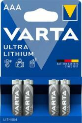 VARTA Elem, AAA mikro, 4 db, lítium, VARTA "Ultra Lithium (VEULAAA4N)