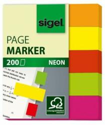 Sigel Jelölőcímke, papír, 5x40 lap, 12x50 mm, SIGEL "Neon Mini", vegyes szín (SIHN655) - jatekotthon