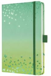 Sigel Jegyzetfüzet, exkluzív, 135x203 mm, vonalas, 87 lap, keményfedeles, SIGEL "Jolie" Butterfly Confetti, lime (SIJN347)