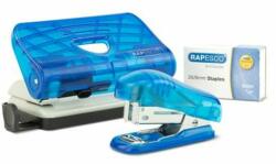 Rapesco Tűzőgép és lyukasztó szett 24/6, 26/6, 12 lap, RAPESCO, átlátszó kék, tűzőkapoccsal (IR1719) - jatekotthon