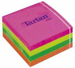 Tartan Öntapadó jegyzettömb, 76x76 mm, 400 lap, TARTAN, vegyes neon színek (LPT7676CN) - jatekotthon