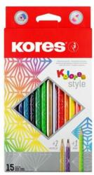Kores Színes ceruza készlet, háromszögletű, KORES "Kolores Style", 15 különböző szín (IK93310) - jatekotthon