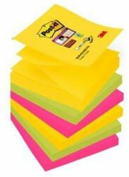 3M Öntapadó jegyzettömb, "Z", 76x76 mm, 6x90 lap, 3M POSTIT, "Super Sticky Carnival (LPR3306SSR) - jatekotthon