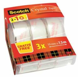 3M Ragasztószalag adagoló, kézi, 19 mm x 7, 5 m, 3M SCOTCH "Crystal", 2+1 akció (LPM61975C32)