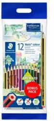STAEDTLER Színes ceruza készlet, hatszögletű, ajándék grafitceruzával és radírral, STAEDTLER "Noris 185", 12 különböző szín (TS61SET6) - jatekotthon