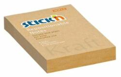 STICK N Öntapadó jegyzettömb, 76x51 mm, 100 lap, STICK N "Kraft Notes", barna (SN21638) - jatekotthon