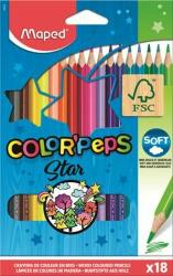 Maped Színes ceruza készlet, háromszögletű, MAPED "Color`Peps Star", 18 különböző szín (IMA183218)