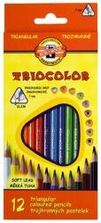 KOH-I-NOOR Színes ceruza készlet, háromszögletű, KOH-I-NOOR "Triocolor 3132/12", 12 különböző szín (TKOH313212)