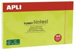 APLI Öntapadó jegyzettömb, 125x75 mm, 100 lap, APLI "Funny", zöld (LNP15004)