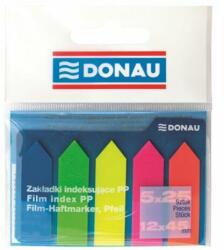 DONAU Jelölőcímke, műanyag, nyíl forma, 5x25 lap, 12x45 mm, DONAU, neon szín (D7556) - jatekotthon