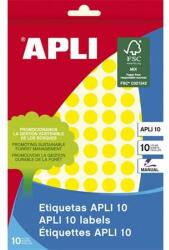 APLI Etikett, 10 mm kör, kézzel írható, színes, APLI, sárga, 1008 etikett/csomag (LCA2730) - jatekotthon