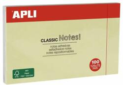 APLI Öntapadó jegyzettömb, 125x75 mm, 100 lap, APLI "Classic", sárga (LNP10976) - jatekotthon