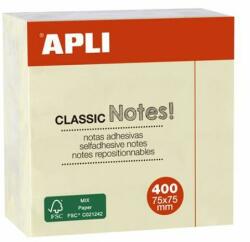 APLI Öntapadó jegyzettömb, 75x75 mm, 400 lap, APLI "Classic", sárga (LNP11597) - jatekotthon
