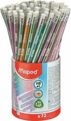 Maped Grafitceruza radírral, ceruzatartó, HB, háromszögletű, MAPED "Black`Peps Glitter Deco", vegyes pasztell színek (IMA851805)