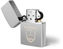 DRAGOWA benzines öngyújtó Sloveniagravírozással, ezüst színben