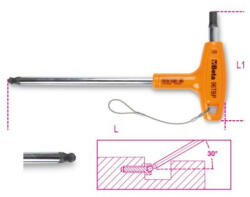 BETA 96TBP-HS 2, 5 Hajlított gömbfejű imbuszkulcsok nagy nyomatékú T-markolattal, krómozott, H-SAFE (BETA-000964685)