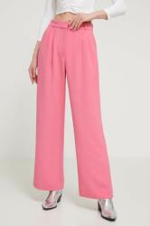 Abercrombie & Fitch nadrág női, rózsaszín, magas derekú egyenes - rózsaszín 29