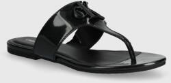 Calvin Klein Jeans flip-flop FLAT SANDAL SLIDE TOEPOST MG MET fekete, női, lapos talpú, YW0YW01342 - fekete Női 37