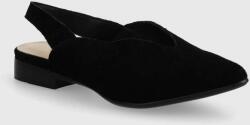 Answear Lab velúr balerina fekete, nyitott sarokkal - fekete Női 36 - answear - 28 990 Ft
