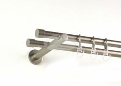  Kansas nikkel-matt színű 2 rudas fém függönykarnis szett modern tartókkal - 300 cm