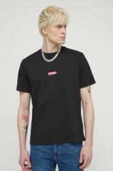 Hugo pamut póló fekete, férfi, nyomott mintás - fekete XXL - answear - 26 990 Ft
