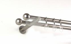  Veszprém nikkel-matt színű 2 rudas fém függönykarnis szett modern tartókkal - 200 cm