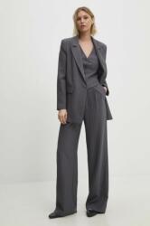 Answear Lab nadrág női, szürke, magas derekú széles - szürke S - answear - 25 990 Ft