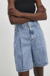Answear Lab farmer rövidnadrág női, sima, magas derekú - kék XL - answear - 19 990 Ft