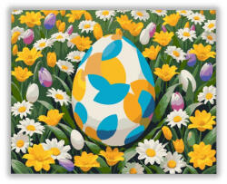 Számfestő Mintás Tojás a Virágok Között - húsvéti számfestő készlet