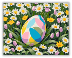 Számfestő Díszes Tojás Virágok Között - húsvéti számfestő készlet