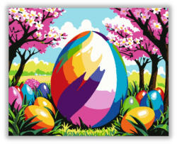 Számfestő Oriási Tojások a Virágzó Fa Alatt - húsvéti számfestő készlet