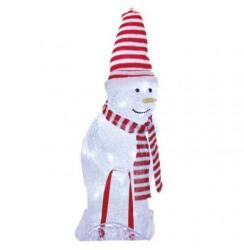 EMOS LED karácsonyi hóember sállal és sapkával, 46 cm, kültéri és beltéri, hideg fehér, időzítő (DCFC19)