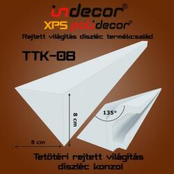 Indecor Rejtett világítás díszléc konzol 135 fokos tetőtéri csatlakozás kialakításához (TTK-08)