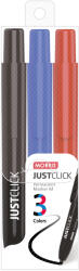 MORRIS Marker permanent cu mecanism, MORRIS Just Click, MRP-106, 3 culori/set
