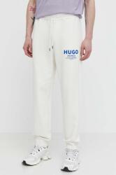Hugo Blue pamut melegítőnadrág bézs, nyomott mintás - bézs XL