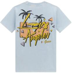 GUESS Oversize тениска в бяло и синьо с къс ръкав за момче с голяма щампа на гърба Guess