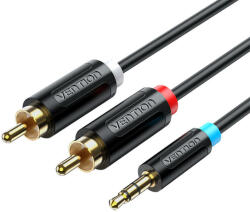 Vention Audio adapter kábel 3, 5 mm-es férfi 2x férfi RCA 5m Vention BCLBJ Fekete