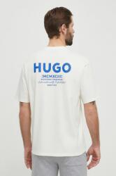 Hugo Blue pamut póló bézs, férfi, nyomott mintás - bézs XS