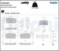 DELPHI set placute frana, frana disc DELPHI LP5034EV (LP5034EV)