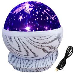  Forgó csillag projektor. LED éjszakai fény, USB tápellátás, 13x14 cm, fehér, szürke minta