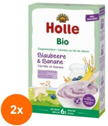Holle Baby Set 2 x Piure din Cereale Eco, Holle Baby, cu Lapte de Capra, Afine si Banane, 200 g (OIB-2xBLG-0493130)